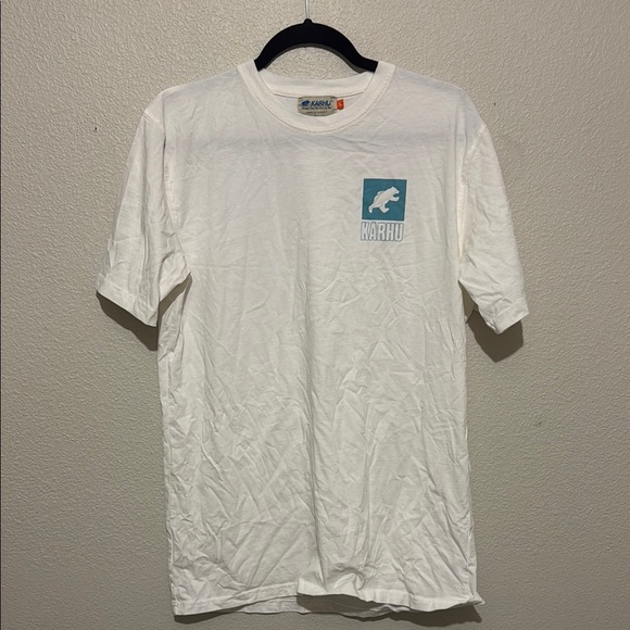 Karhu Men's Sport Bear Logo T-Shirt in Bright White/Reef Waters - Picture 3 of 7